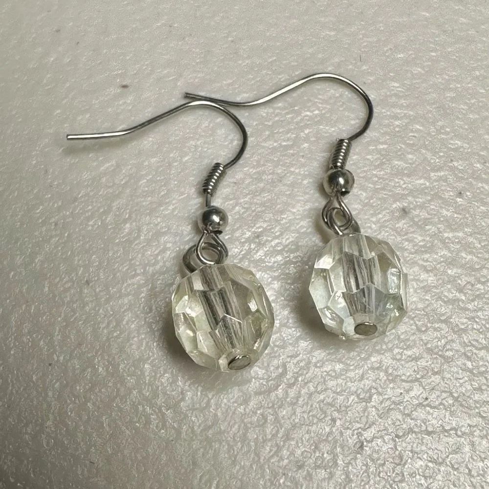 Single Clear beaded drop earrings